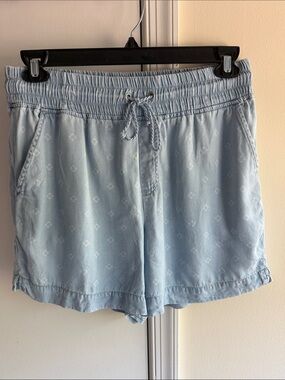Westbound Light Blue High-Waist Drawstring Shorts